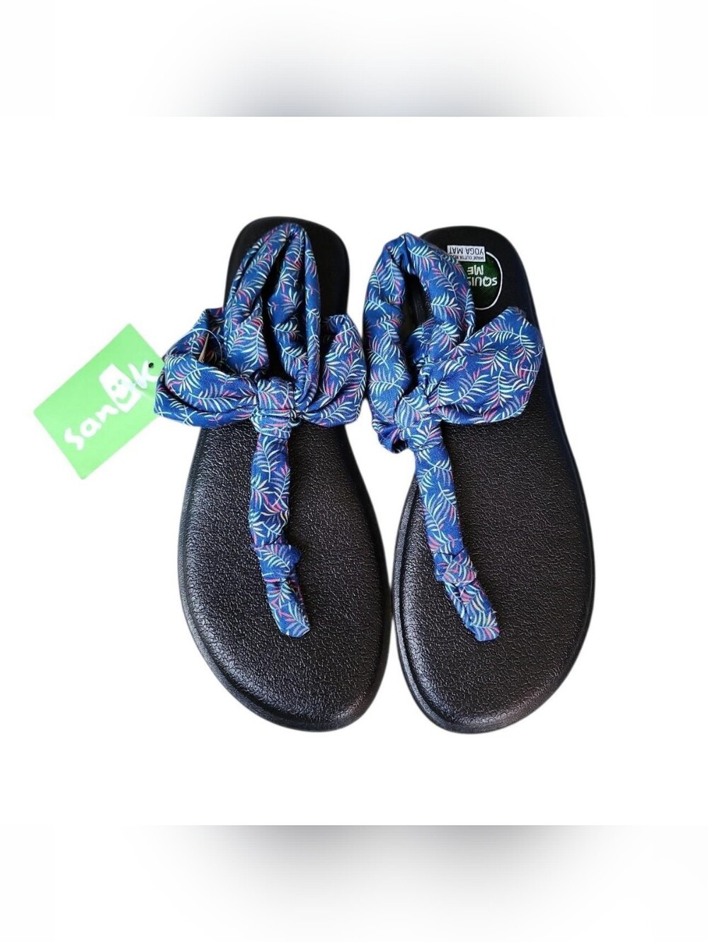 Sanuk Blue Multi-Leaf Knot-Front Thong Sandals for Women